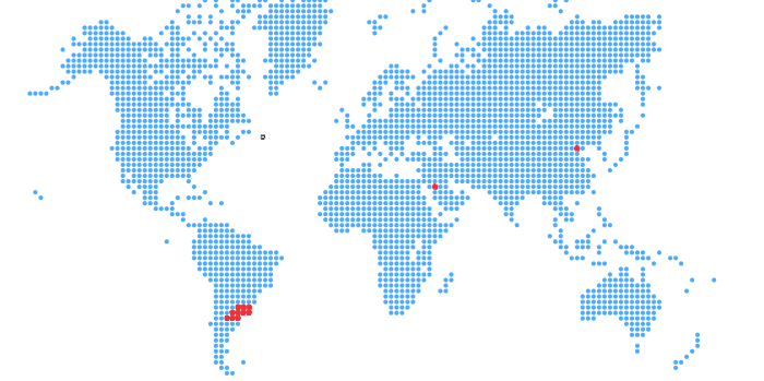 Mapa dos países visitados pela Planetapéia